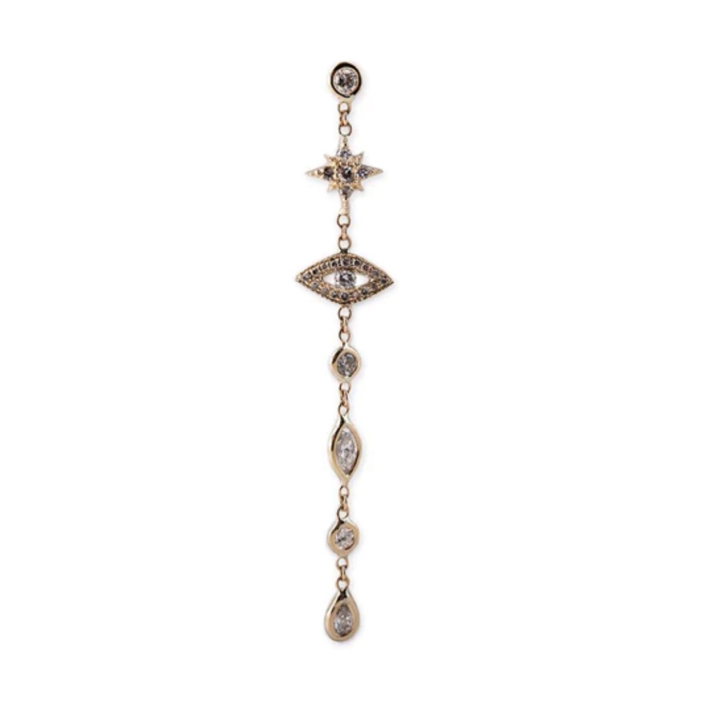 Jacquie Aiche Shining Star + Eye 5 Diamond Drop Earring